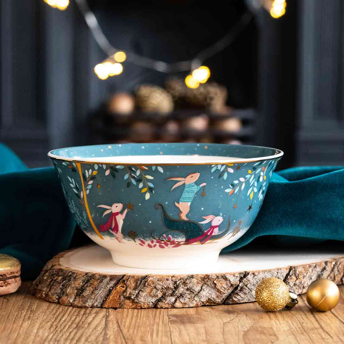 Sara Miller Woodland Tales Candy Bowl, Rabbit Sleigh image number null